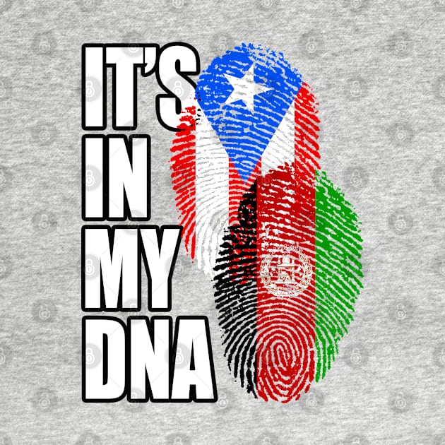 Puerto Rican And Afghan Mix DNA Flag Heritage Gift by Just Rep It!!